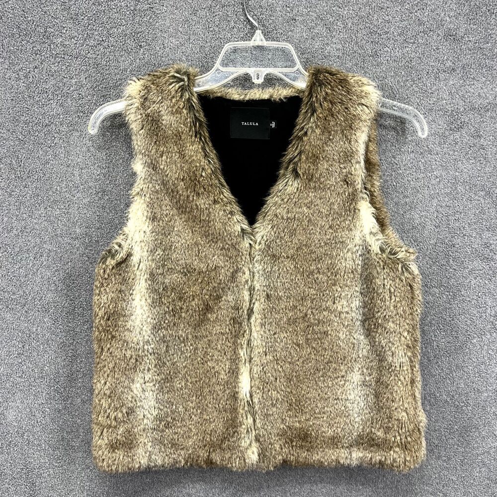 TALULA Vest Womens Medium Brown Faux Fur Aritzia Park Slope Plush Jacket